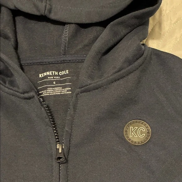 Kenneth Cole Kids Dark Blue Hoodie, Light Blue Sleeve Shirt and shorts. - Picture 3 of 9